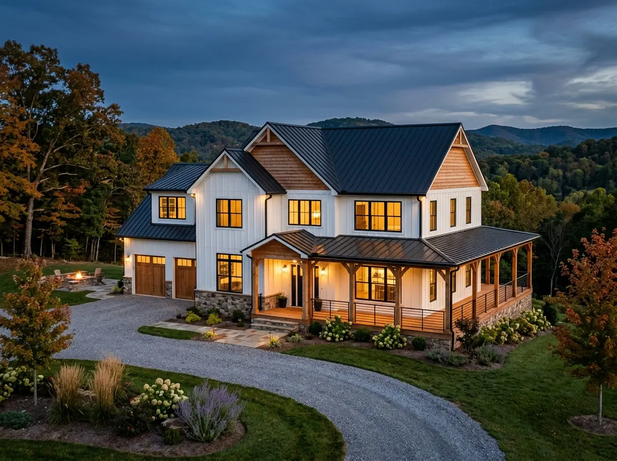 Newly built custom home in Knoxville at twilight